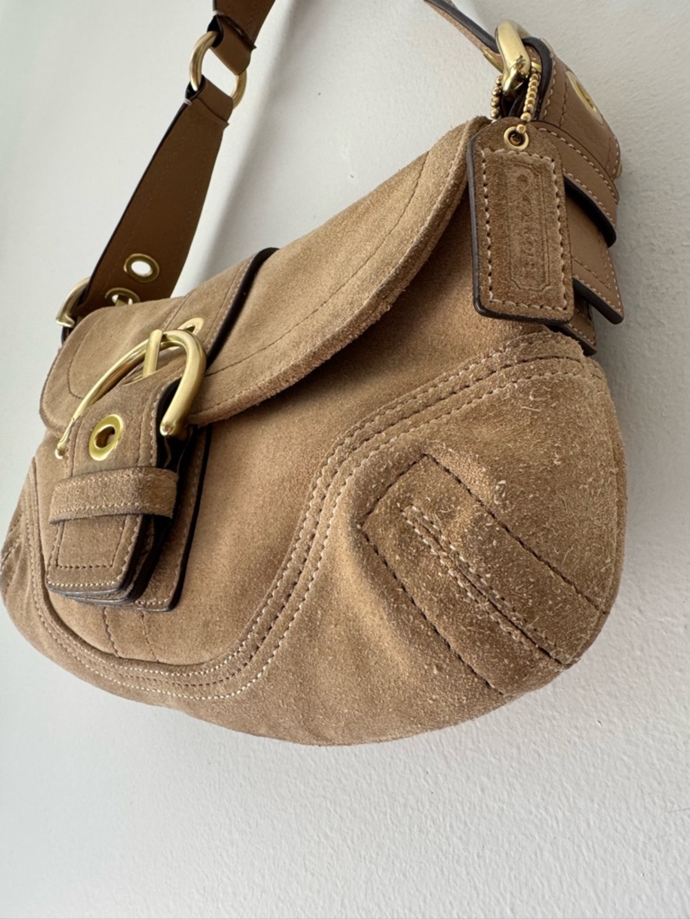 Vintage Y2K Coach Mini Tan Soho Shoulder Bag - Picture 3 of 10